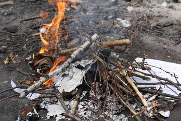fire in the fireplace