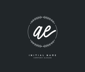 A E AE Beauty vector initial logo, handwriting logo of initial signature, wedding, fashion, jewerly, boutique, floral and botanical with creative template for any company or business.