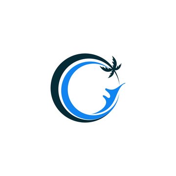 Letter C Coastal Ocean Creative Abstract Icon Logo Design Template Element Vector