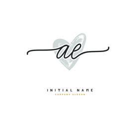 A E AE Beauty vector initial logo, handwriting logo of initial signature, wedding, fashion, jewerly, boutique, floral and botanical with creative template for any company or business.