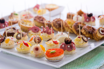 canapes with cheese and olives
