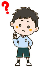 悩む男の子　ポーズ　イラスト