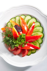 Assorted Fresh Vegetables with Sweet Bell Peppers and Greens