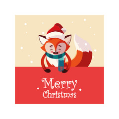 Merry christmas fox cartoon vector design