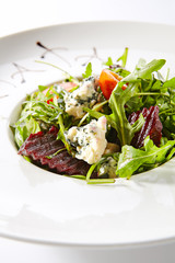 Beetroot Salad with Rucola, Gorgonzola Cheese, Arugula and Tomatoes