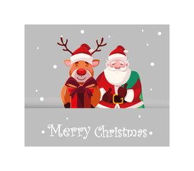 Merry christmas santa claus and reindeer vector design