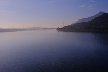 Morning view of Khong river very beautiful and feeling peace.