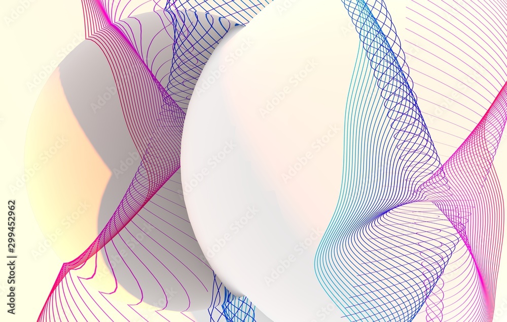 Sticker Abstract background with stripes or curves. Lines frame pattern. Backdrop for presentation. 3d rendering