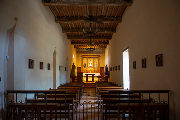 Mission San Juan Capistrano altar in San Antonio, Texas, USA. The Mission is a part of the San...