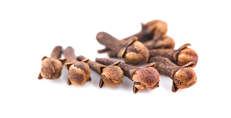dry cloves on white background