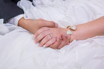 Obraz na płótnie Canvas Groom and bride together. Wedding couple used as background illustration
