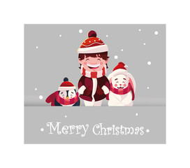 Merry christmas cartoons vector design