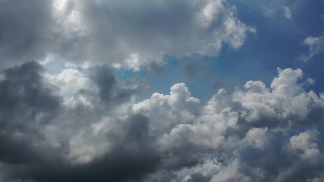 Clouds. Aerial drone hyper lapse flying into storm clouds 