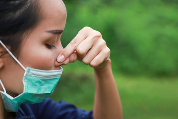 girl with cold fever action in home 