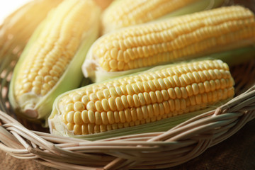 Organic corn in raw for healthy cooking 