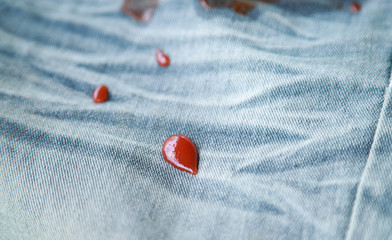 Dirty stain from tomato sauce in eating 