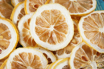 Fruit chips made of lemon. Healthy diet food