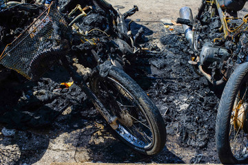 Motorcycle was burned from the arsonist of the terrorists