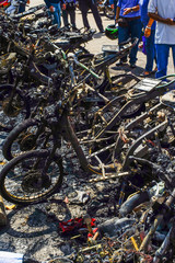 Obraz premium Motorcycle was burned from the arsonist of the terrorists