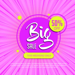 big sale banner for social media in pink color