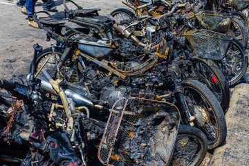 Motorcycle was burned from the arsonist of the terrorists