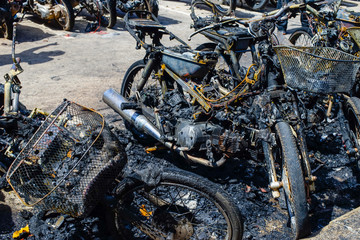 Motorcycle was burned from the arsonist of the terrorists