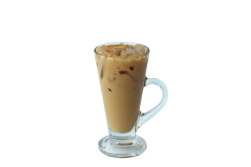 Isolate Iced coffee in glass on white background