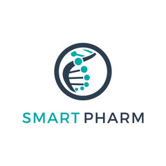 Medical technology dna genetic spiral cell logo design modern simple minimalist design