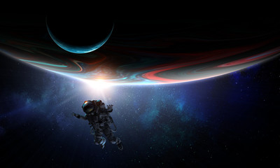 Exploring outer space. Mixed media