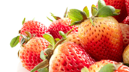 Close up fresh of young red strawberry fruit