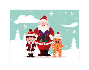 card of christmas with icons of xmas