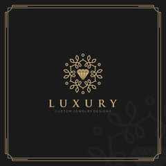 Jewelry jewellery logo Luxury diamond gold icon simple minimalist design women decoration feminine.