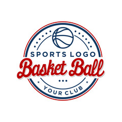 Basketball vintage logo design, sport label emblem sticker  badge design