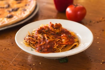 Pasta con camarones