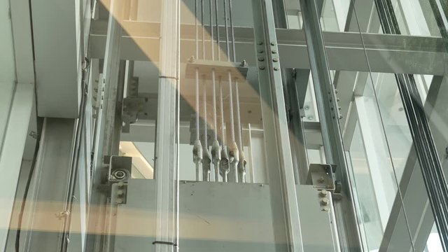 Counterweight and cable of elevator moves up and down