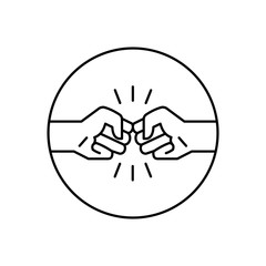 Obraz premium Fist bump icon. Outline thin line flat illustration. Isolated on white background. 