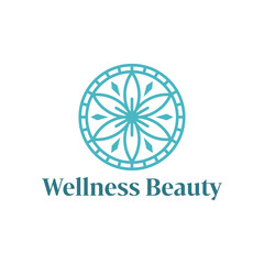 Wellness logo with a simple and clean modern design with elegant line art style for yoga massage or spa and beauty business.