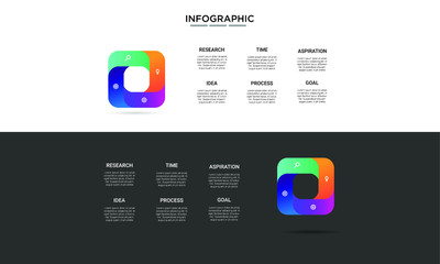square colorful Infographic stack chart design with icons and options or steps. Infographics for business concept. Can be used for presentations banner, workflow layout, process diagram, flow chart 