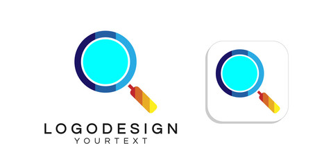 magnifying glass logo design. icon app smartphone color full