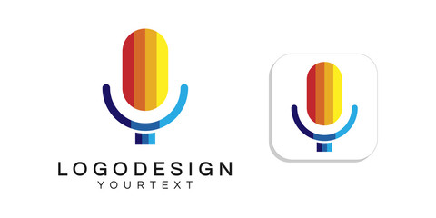 microphone logo design. icon app smartphone color full
