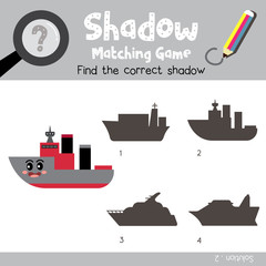 Fototapeta premium Shadow matching game Icebreaker cartoon character side view vector illustration