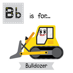 Letter B tracing. Bulldozer