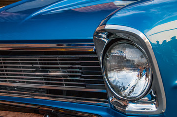Closeup of a vintage car at a show in Denver Colorado