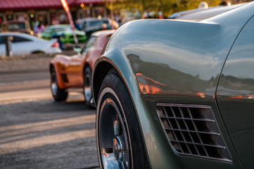 Closeup of a vintage car at a show in Denver Colorado