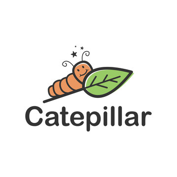 Caterpillar logo playful simple minimalist nature icon.
