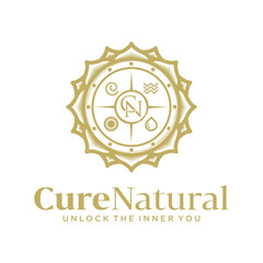 Wellness logo with a simple and clean modern design with elegant line art style for yoga massage or spa and beauty business.