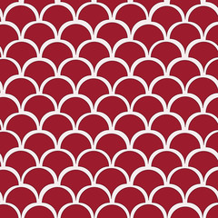 Vector red and white fishscale seamless pattern background