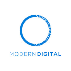 Modern digital logo initial O with pixel effect, logo brand identity for business technology internet computer information future design