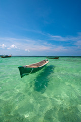 beautiful beach and old boats, Bintan Island, Indonesia