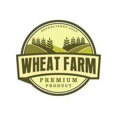 Wheat farm organic label logo badge design, farming farmer logo label product